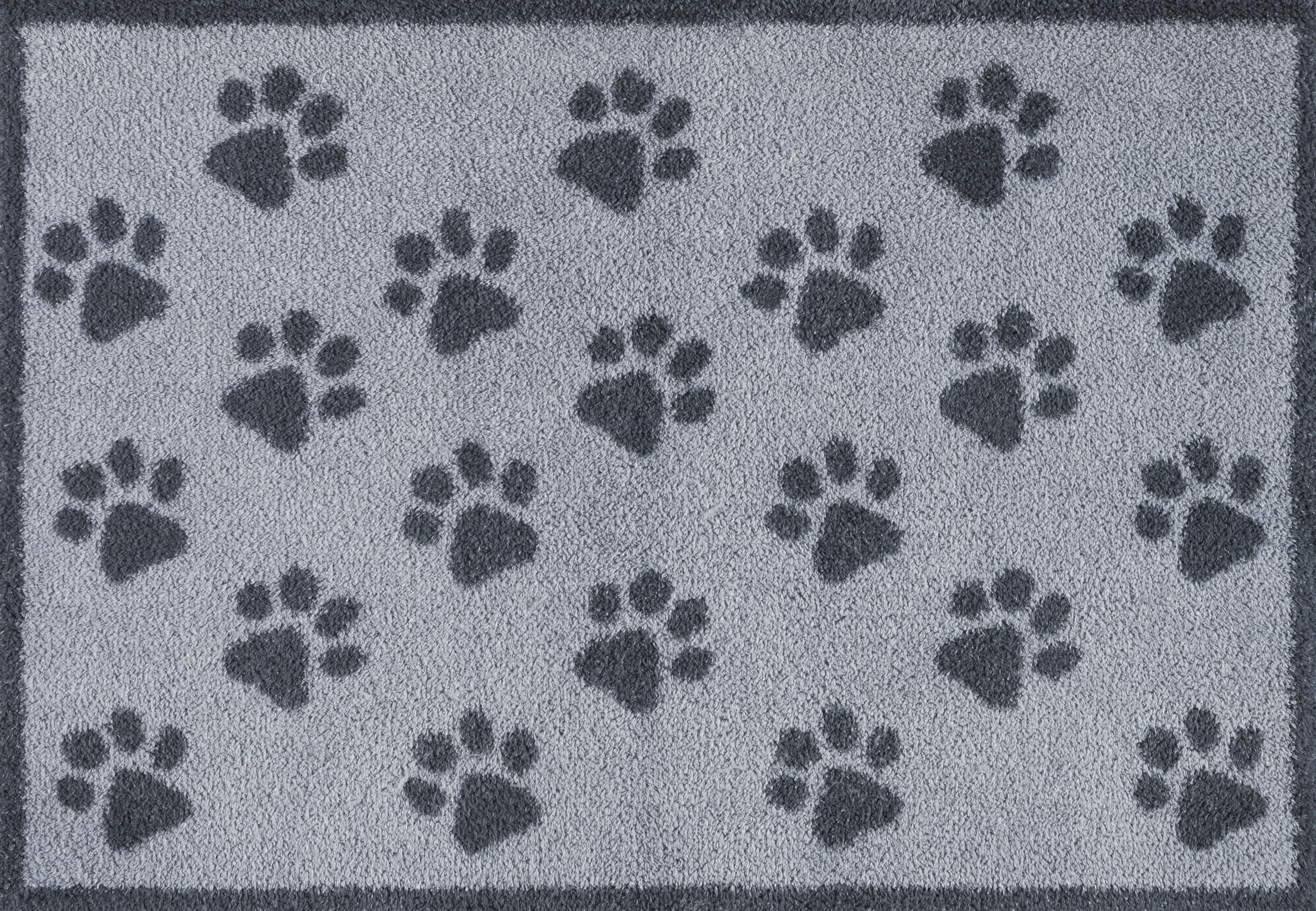 Turtle Mat Grey Paw Print design, highly absorbent indoor barrier mat, size 60x85cm