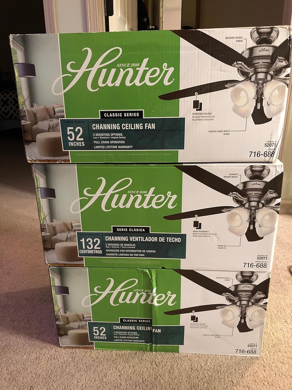 Hunter Channing 52 In Indoor Brushed Nickel Ceiling Fan Ceiling