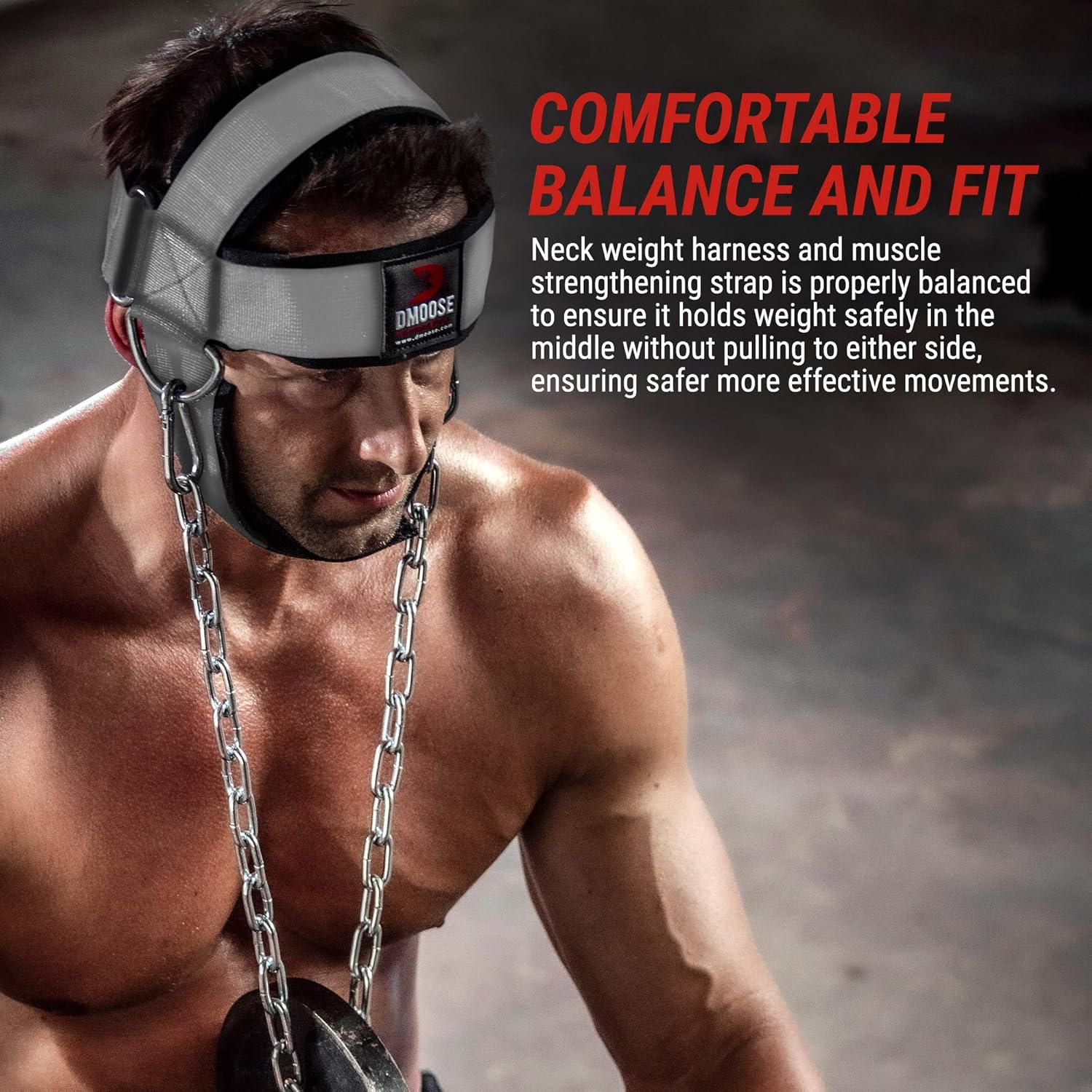 DMoose Neck Harness for Weight Lifting Neck Workout Builder Equipment for Training Gym Exerciser Head Harness Injury Recovery with Adjustable Long Steel Chain and Strap Improve Muscle Strength : Clothing