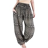 Lannaclothesdesign Harem Pants Women – Boho Elephant Pants High-Waisted Hippie Clothes with Pockets for Yoga