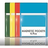 IMAGAME Magnetic Pocket, Self-Adhesive Pouch, Assorted Colors, 4 Pack