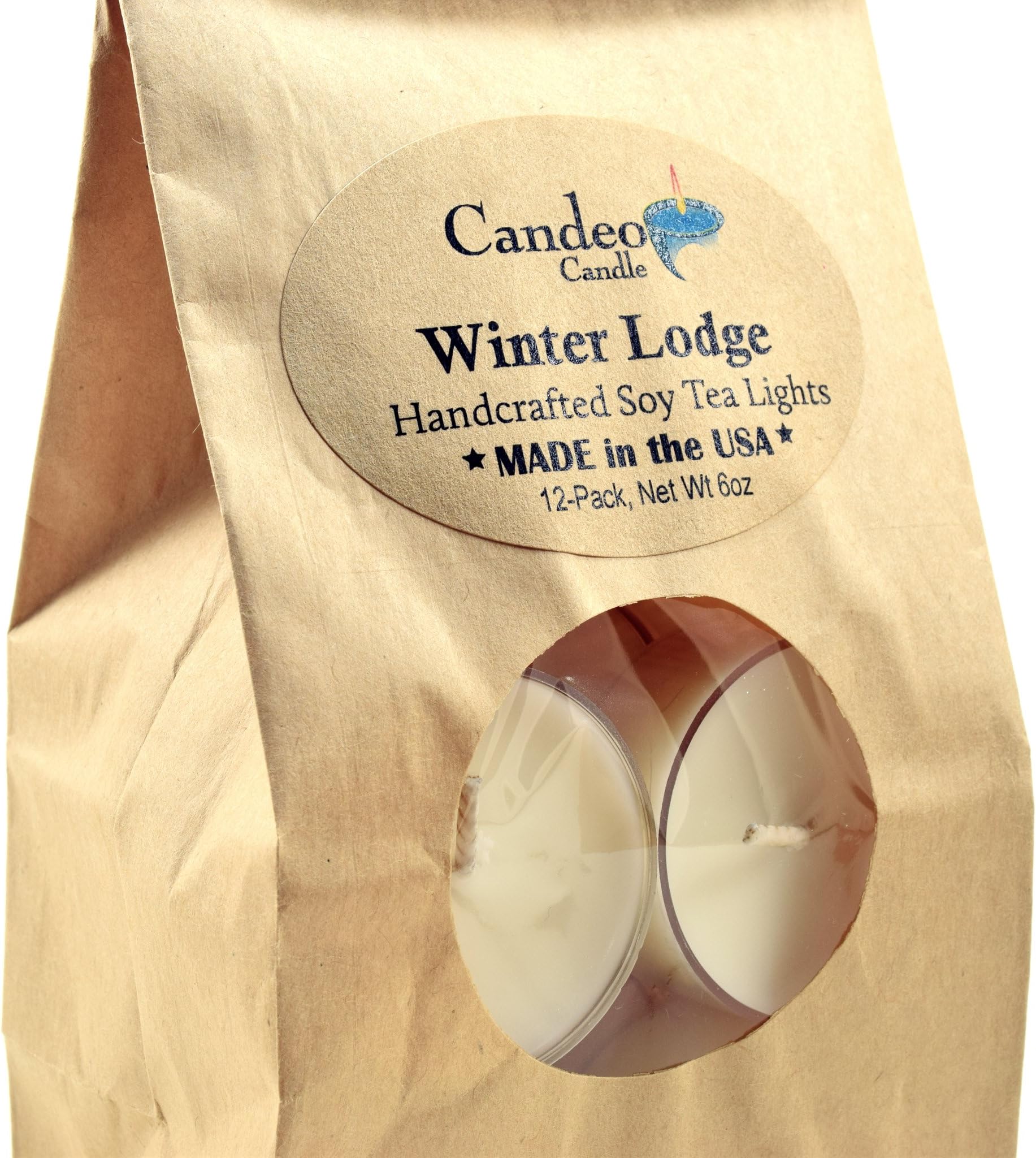Winter Lodge Scented - 12 Pack - Scented Tealight Candles - Soy Beeswax Blend - Handmade in The USA - Candeo Candle - Holiday Christmas Scents