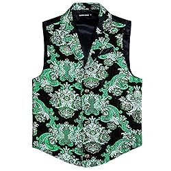 Barry.Wang Mens Green Silver Paisley Victorian Suit