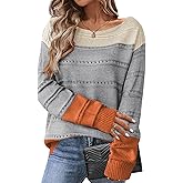 Zeagoo Womens Sweaters Cute Long Sleeve Off The Shoulder Pullover Tops Hollow Out Crochet Dressy Casual Outfits