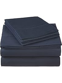 Pinzon 300 Thread Count Ultra Soft Cotton Sheet Set -Cal King, Midnight Blue