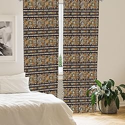 Lunarable African Curtains, Traditional Hand Drawn