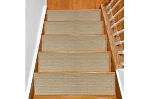 SMILOOL Stair Treads Non Slip for Wooden Steps Indoor 10" x 36" 15 Pack Extra Wide Stair Tread Carpet Stairs Runner, Step Pads with Reusable Adhesive for Dogs Kids Elders, Machine Washable, Beige