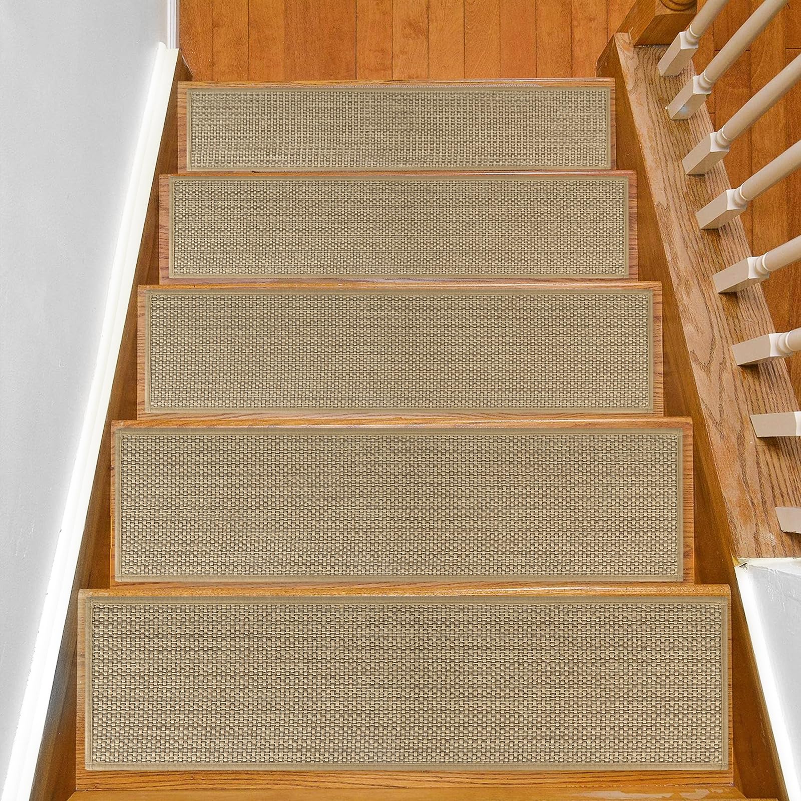 Photo 1 of SMILOOL Stair Treads Non Slip for Wooden Steps Indoor 10" x 30" 15 Pack Extra Wide Stair Tread Carpet Stairs Runner, Step Pads with Reusable Adhesive for Dogs Kids Elders, Machine Washable, Beige