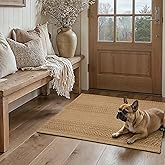 Door Mat Indoor Entrance 2x3 ft Rug, Machine Washable, Bohemian Small Area Rug, Non-Slip, Vintage Design, Pet Friendly, Soft Faux Fibre, Light Taupe Brown, for Indoor Entryways, Kitchens, Front Doors