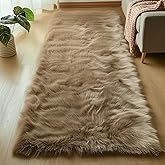 Goolela Furry 2x6 Fluffy Faux Sheepskin Beige Washable Shag Rug for Living Room Bedroom Sofa Cute Room Decor Rectangle