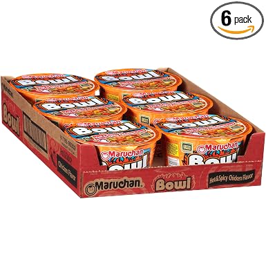 Amazon Com Maruchan Bowl Hot Spicy Chicken 3 32 Oz Pack Of 6 Ramen Noodles Grocery Gourmet Food