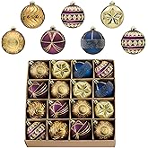 Valery Madelyn Ornaments for Christmas Tree Decorations, 16ct 2.36 Inches Bronze Brown Copper Gold Purple Shatterproof Christmas Ornaments Set Bulk, Luxury Hanging Decor for Xmas Party Holiday