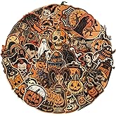 50pcs Retro Halloween Stickers,Horrible Pumpkin Theme Stickers Gothic Style Vinyl Waterproof Holiday Party Stickers, Teens and Youth Adult Party Favors Gifts