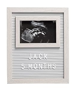 Kate & Milo Rustic Sonogram Letterboard Picture Frame, Includes 147 Letters, Photo Prop Message Board