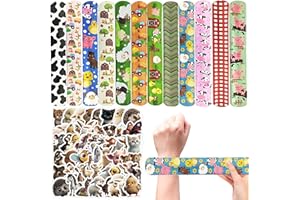 CZWXOXO 74PCS Farm Animals Party Favor 50PCS Barnyard Party Stickers&24PCS Slap Bracelets Farm Animals Birthday Supplies Team Gift Fillers School Classroom games Rewards Supplies