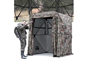 Sportneer Hunting Blind 270 Degree See Through Ground Blind with Silent Sliding Door & Windows for Deer Hunting, 2-3 Person Pop Up Ground Blind for Turkey and Deer with Carrying Bag