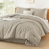 Litanika Oatmeal King Comforter Set, 3 Pieces Lightweight Tufted Bedding Sets, Down Alternative Comforter Fluffy Bed Set Gift Choice