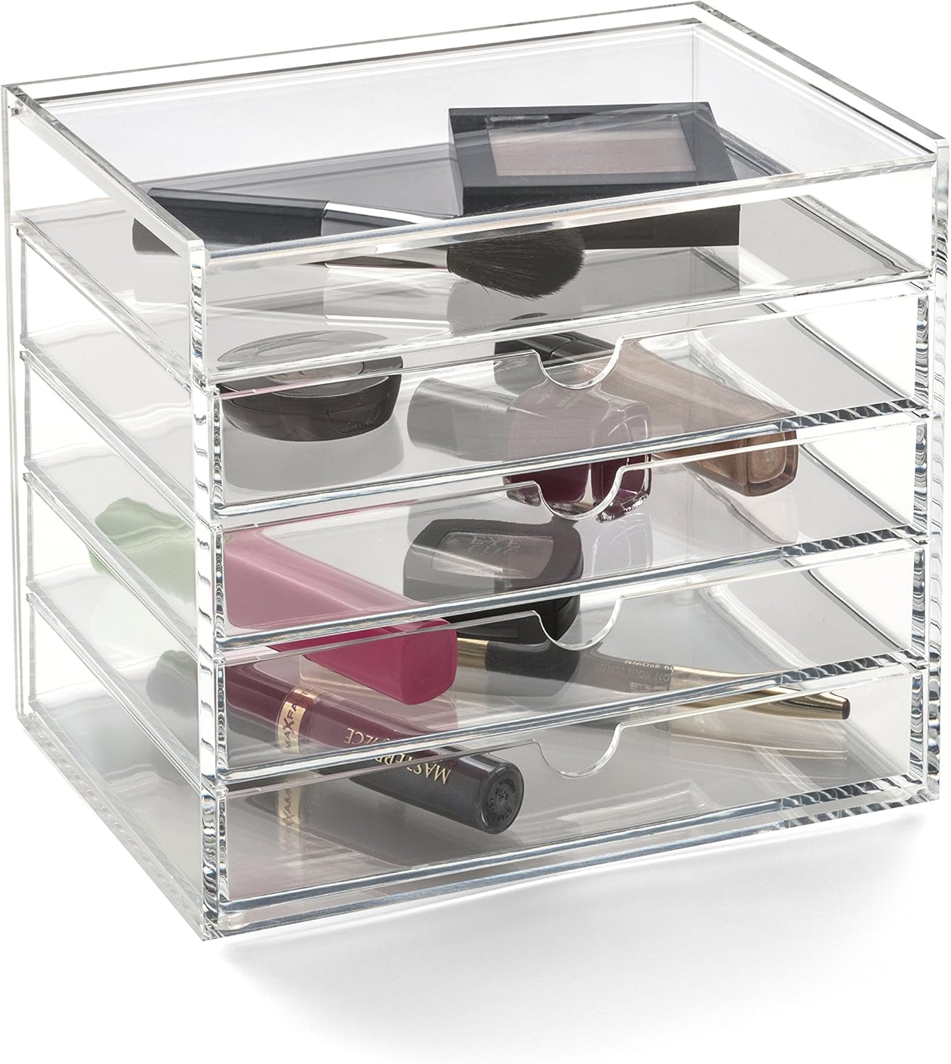 Osco Cassettiera 5 Cassetti In Acrilico Trasparente A3278, Design Moderno, Per Ufficio E Casa, Dimensioni 13,5 X 8,8 X 13,1 Cm