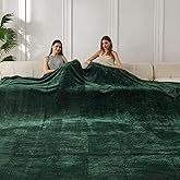 COOVA Seamless Big Blanket 120x120 Inch 3D Jacquard Huge Blanket - Cozy Extra Large for Bed, Oversized King for Family Use, Giant 10x10ft for Couch, Travel, Camping,Forest Green