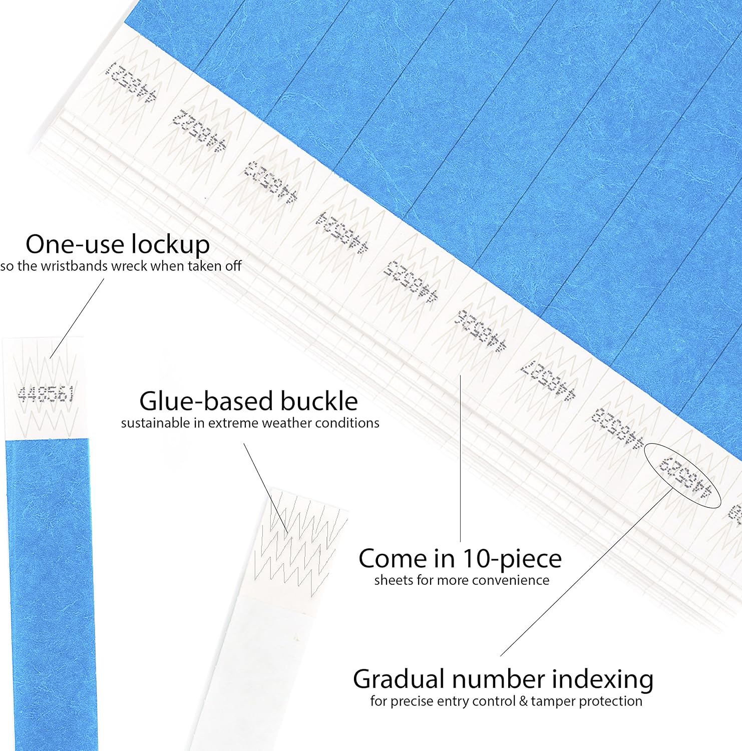 Cintapunto Festival Bracelets, Tyvek Wristbands, Neon Blue (Pack of 1000), Dupont, 25x19x5cm - Image 3