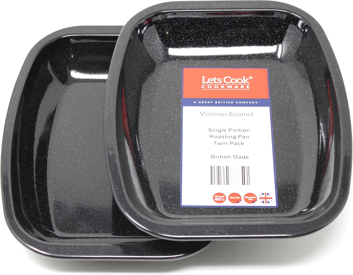 Vitreous Enamel Single Portion Oven Roaster/Roasting Pan Twin Pack