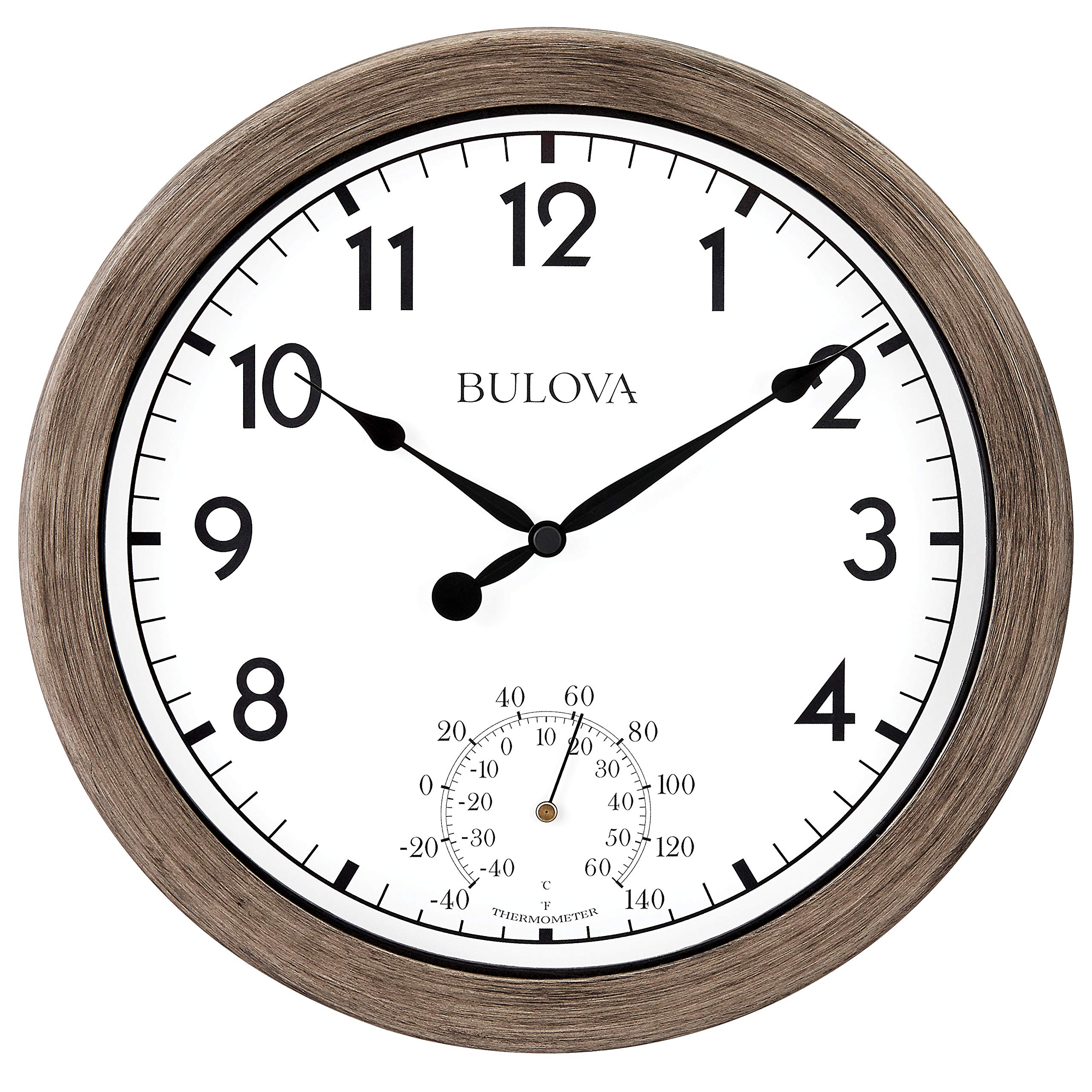 Bulova Patio Time Indoor/Outdoor Wall Clock, 10.25, Rattan Finish