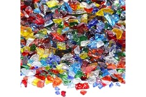 QYGL Crushed Glass for Resin Art, DIY Crafts, and Home Decor - 0.9LB Colorful Broken Glass Pieces 3-6mm, for Vase Fillers, Tabletop Fire Pit, and Aquarium Rocks