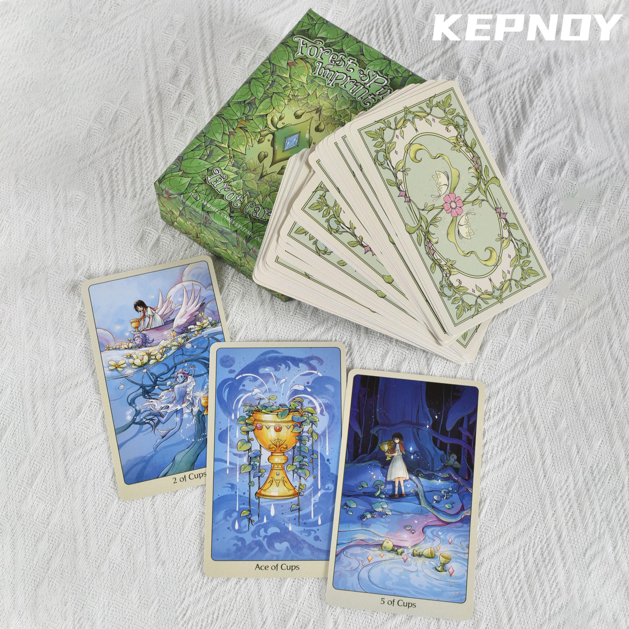 KEPNOY Forest Spirit Imprint Tarot Card(Standard Edition),Deck in a Tin Cards,Fortune Telling Game,Divination Tools for All Skill Levels,Guidebook,Divination Cards
