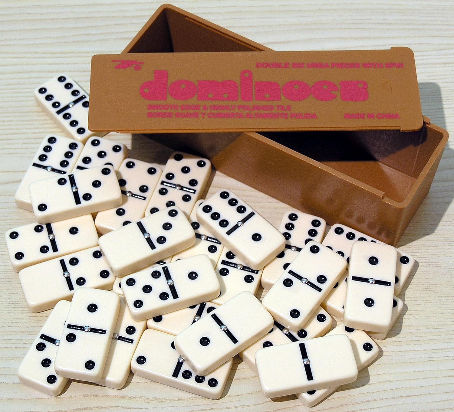 Dominoes double six, plastic,black spots,spinners00121 Amazon.co.uk