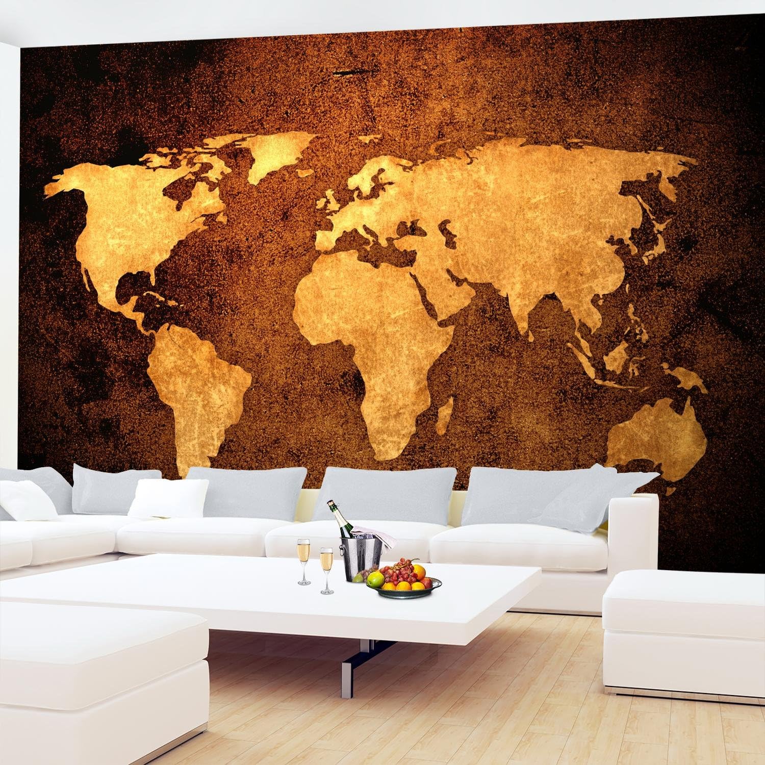 Runa Art Photo Wallpaper World map Antique 352 x 250 cm Non-Woven Wall Art XXL Moderne Living Room Bedroom Orange Brown 9015011c - Image 5