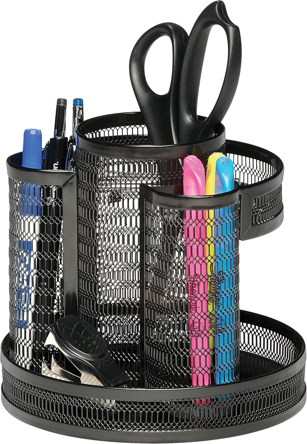Rolodex Mesh Collection Spinning Desk Sorter, Black (1773083) : Pencil Holders : Office Products