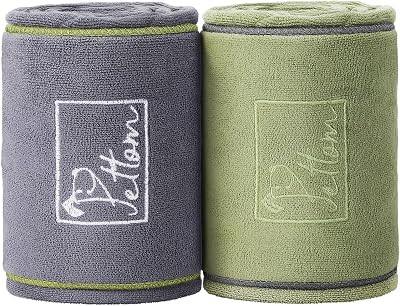 PETTOM Dog Towels 2 Pack Microfiber with Pockets Grey Green