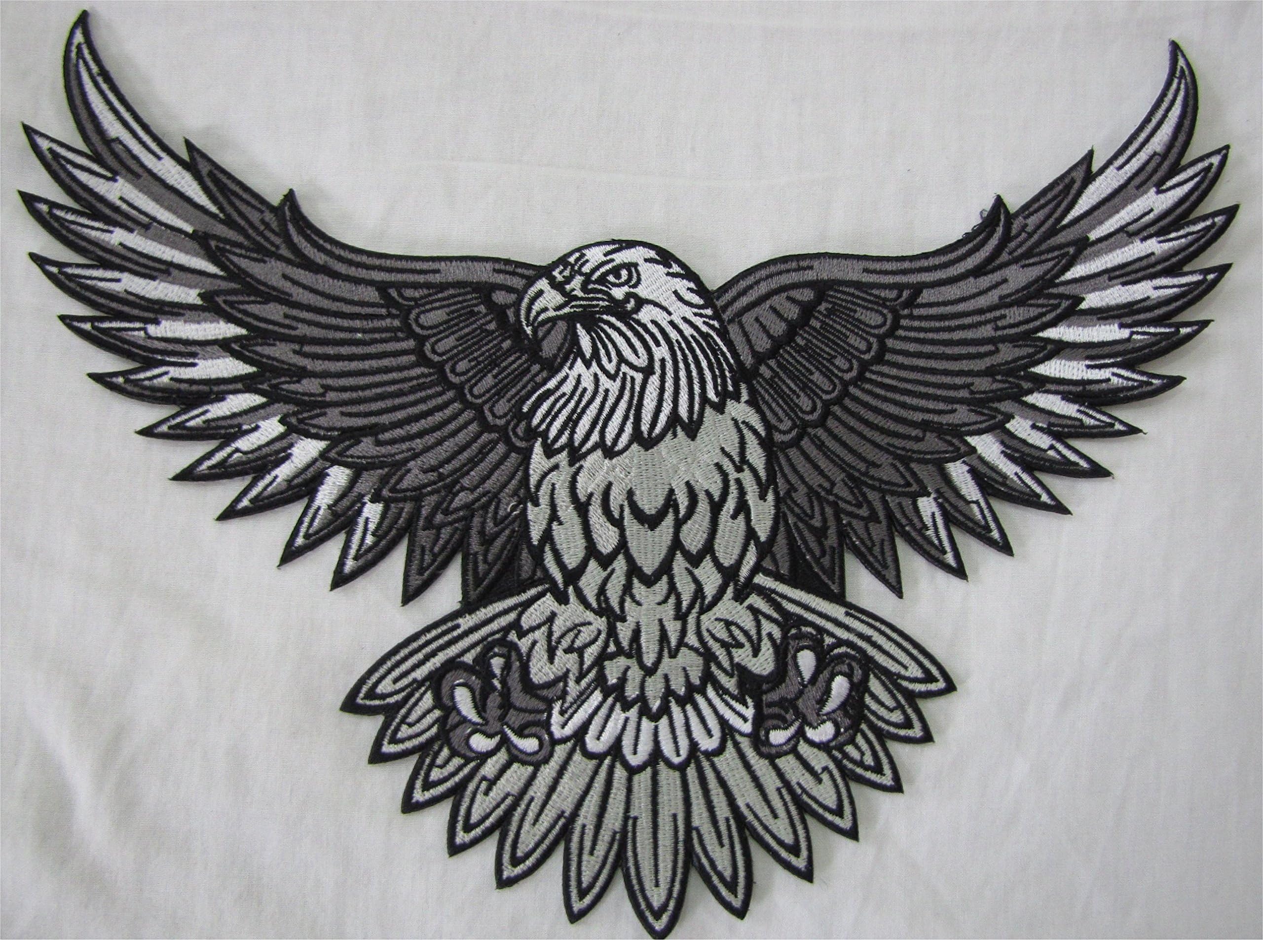 Extra Large Rare Silver American Bald Eagle Motorcycle Biker Sew On Badge Patch