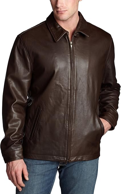 Nautica Men's Leather Bomber Jacket, Brown, X-Large at Amazon Men's