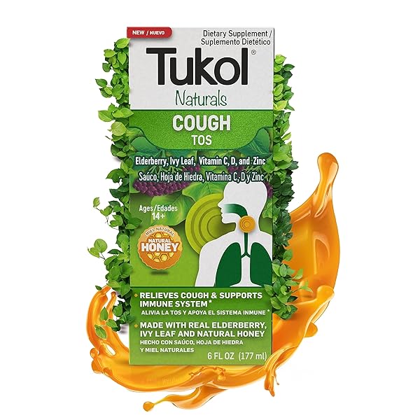 TUKOL NATURALS ELDERBERRY SYRUP WITH VITAMIN C, D, AND ZINC, IMMUNE SUPPORT SUPPLEMENT WITH NATURAL HONEY FOR ADULTS & TEENS, HERBAL ELDERBERRY BOOST FOR IMMUNITY & ANTIOXIDANT SUPPORT, 6OZ