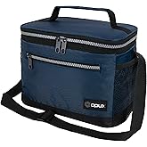 opux Insulated Lunch Box Men Women, Lunch Bag for Work School, Leakproof Soft Cooler Tote Adult, Large Lunch Pail Kids Boys Girls, Picnic Beach Food Bag with Shoulder Strap, Navy