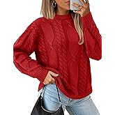 YUCOLEN Womens Sweater Cable Knit Oversized Long Sleeve Pullover Sweaters Crewneck Casual Cozy Trendy Tops
