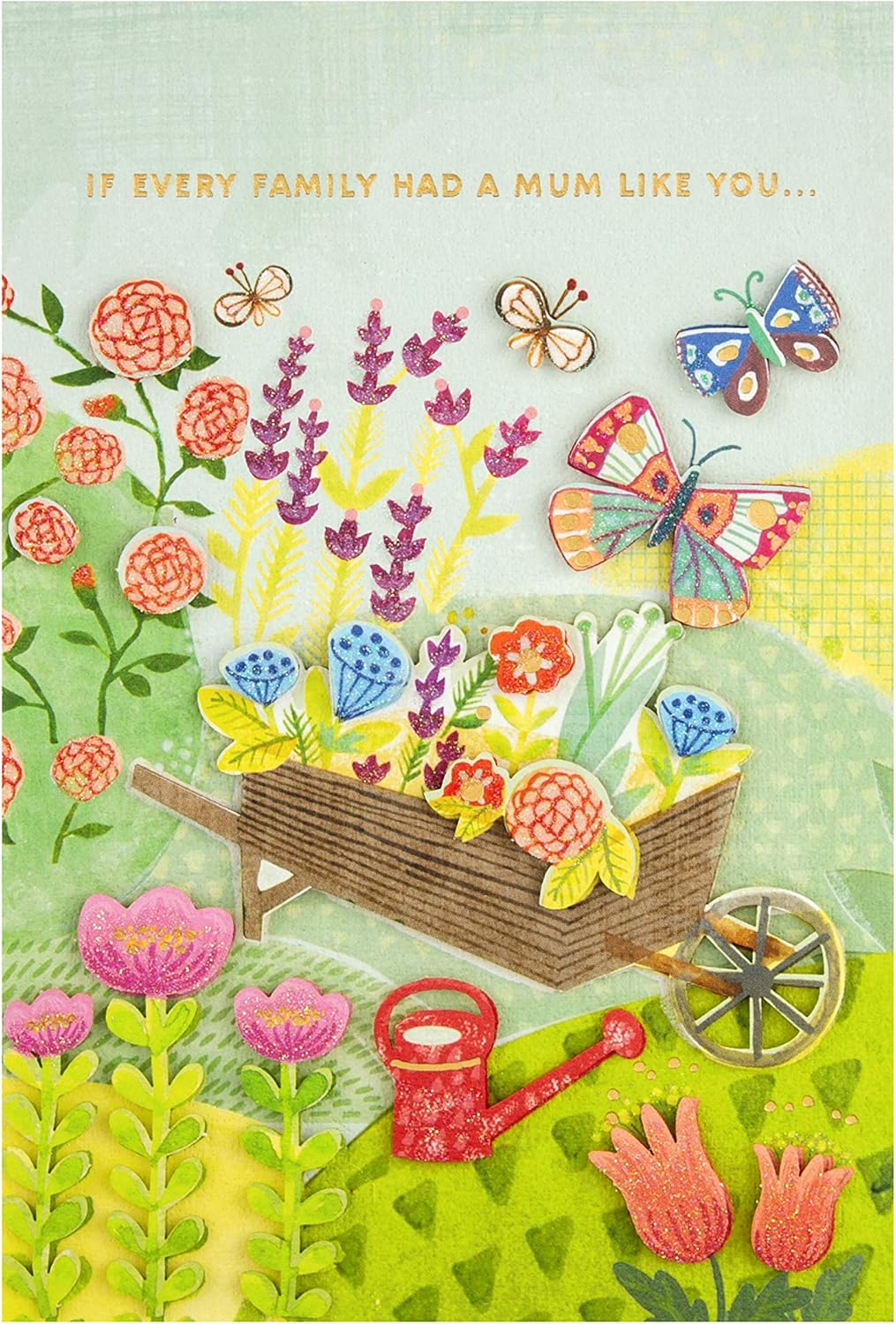 Hallmark Small Mothers Day Card for Mum - Colourful Garden 'Signature' Collection Design, Colour Garden Butterflies, 17.3cm by 11.9cm - Image 4