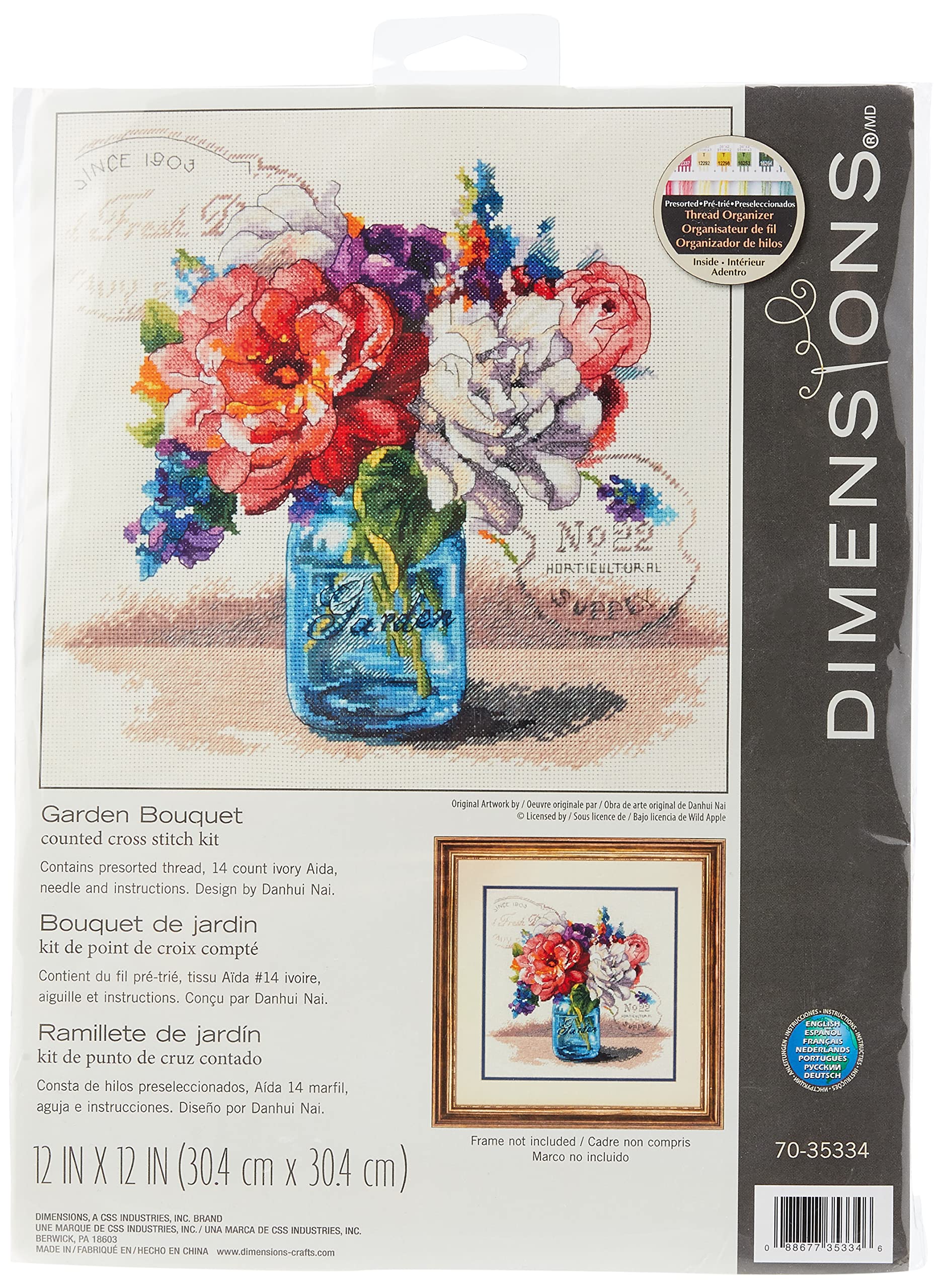 Dimennsions Counted Classic Garden Bouquet Cross Stitch Kit, Multi-Colour