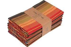 Urban Villa Dinner Napkins Cuisine Stripes Cloth Napkins Set of 12 Red Multi Color Dinner Napkins 20x20 Inches 100% Cotton Dinner Napkins Over Sized Cloth Napkins with Mitered Corners Dinner Napkins