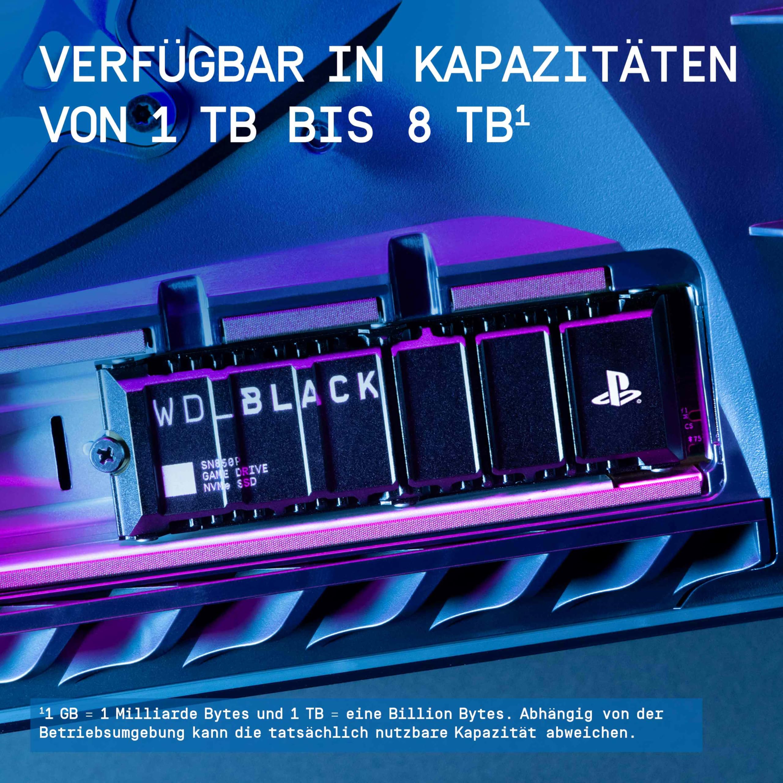 WD_BLACK SN850P 8 TB NVMe SSD Offiziell Lizenziert für PS5 Konsolen (interne Gaming SSD; optimierter Kühlkörper; PCIe Gen4 Technologie, bis zu 7.200 MB/s Lesen, M.2 2280) 4