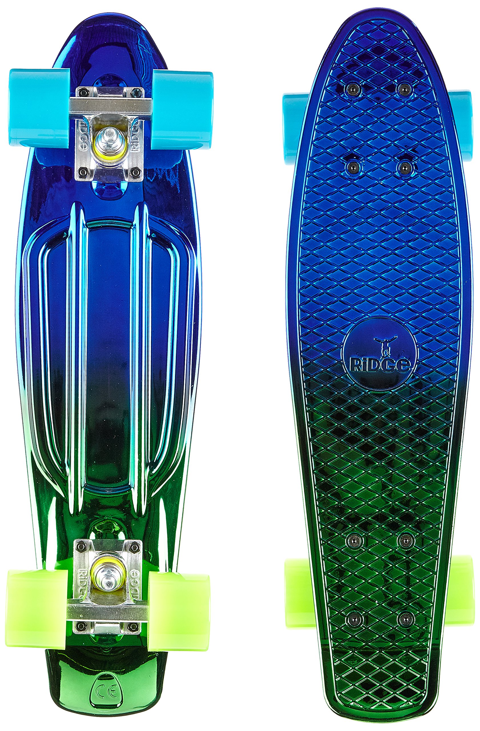 Ridge Skateboards Rainbow Neochrome 22" Mini Cruiser Complete board - UK Manufactured - Metallic Fades