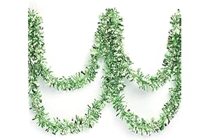 Anderson's Metallic Tinsel Twist Garland, Light Green - 4 inches Wide x 25 feet Long, Parade Float Decorations for Trailer, Metallic Tinsel Garland, Christmas Garland Décor for Home and Party