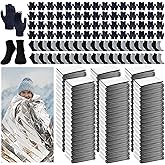 Jeere 180 Pcs Homeless Care Package Supplies Bulk Winter Emergency Thermal Blankets Warm Socks Touchscreen Gloves Space Blanket Survival for Cold Weather Outdoor for Men Women(Classic Colors)