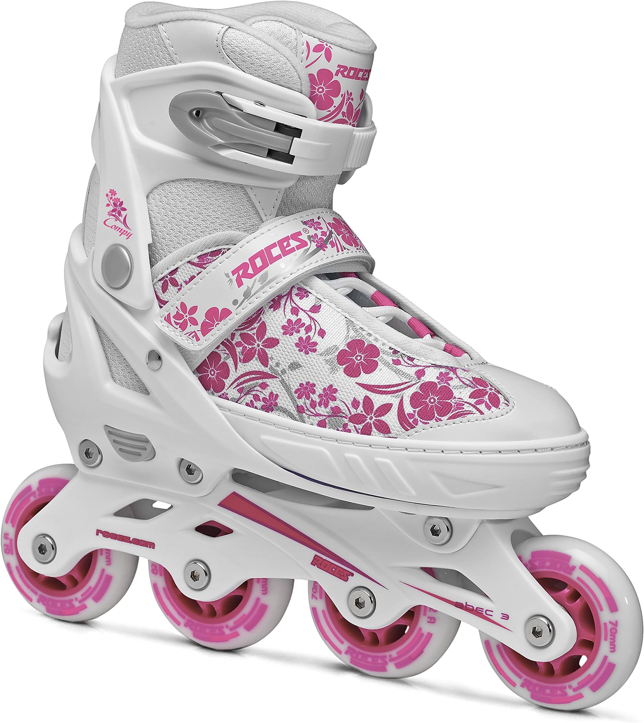 Roces Girls Model Compy 8.0 Adjustable Inline Skate, US 13jr-2 Size, White/Violet