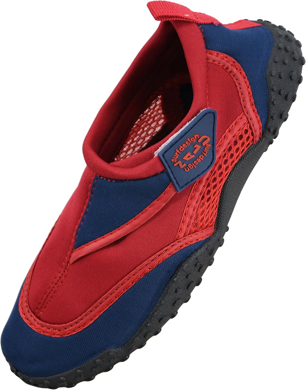 Nalu Velcro Aqua Surf / Beach / Wetsuit Shoes, Red with Navy Trim, UK 5