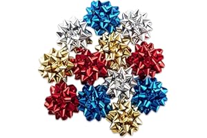 Hallmark Holiday Gift Bow Assortment (12 Bows) Sparkly Red, Blue, Gold, White for Christmas, Hanukkah, Birthdays, Weddings, B