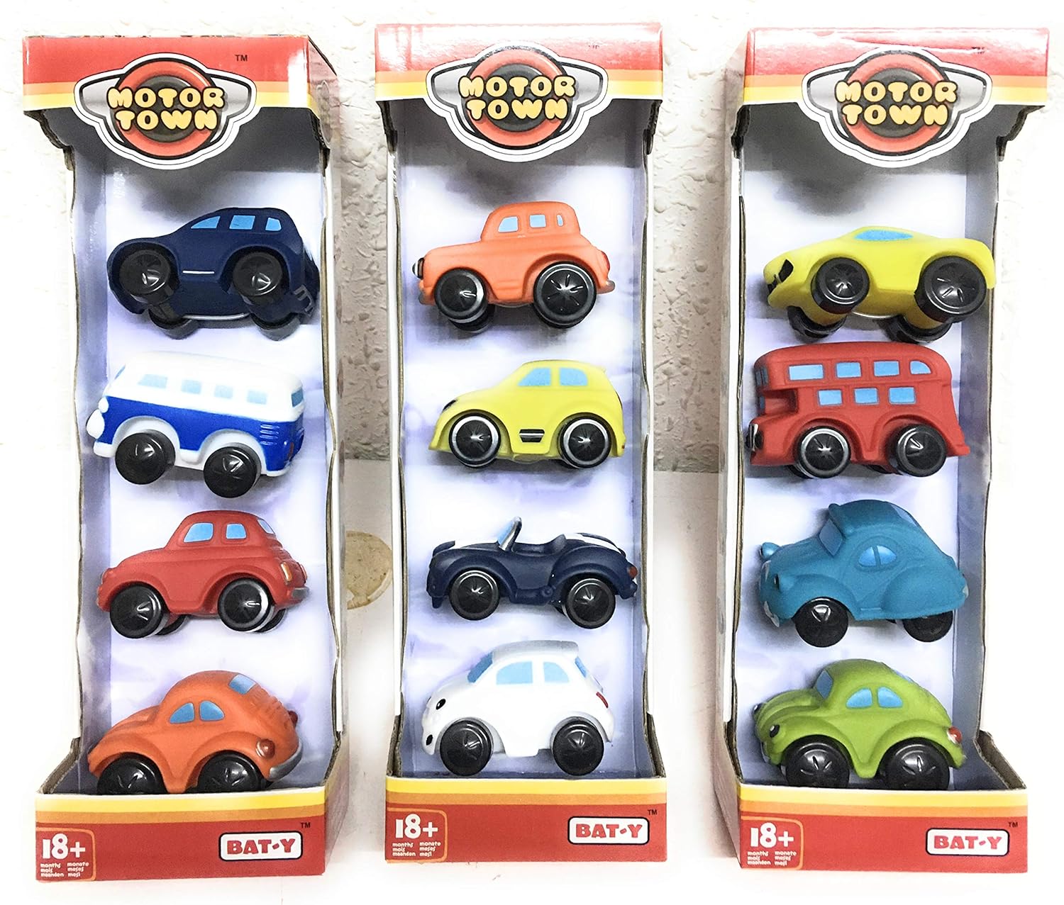 MOTOR TOWN 46338 Pack of 4 Rubber Vehicles, Assorted, Small