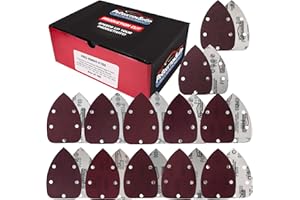 ProductionShop Premium 5-Hole Pattern Mouse Detail Sander Sandpaper Sheets, 160 Disc Variety Pack, Grits 40, 60, 80, 100, 120, 150, 180, 220, 320, 400, 600, 800 - Hook & Loop - Woodworking Furniture