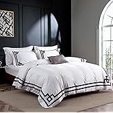 CASA BOLAJ DESIGNED TO DREAM 3 Pcs Do Not Include Filling Duvet Cover Set 100% Egyptian Cotton Sateen Luxury 400 TC (White Black, Full)